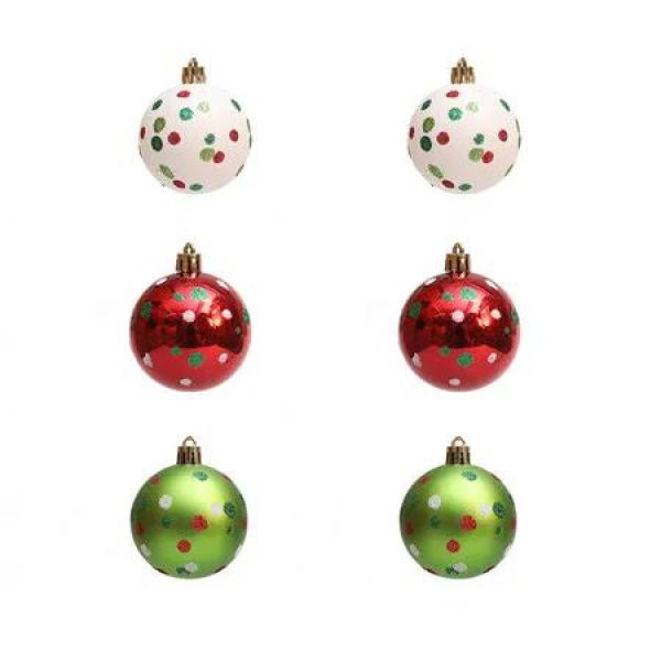 6 Pcs 2.4 Inch Christmas Ball Ornaments Glittering Plastic Hanging Decorations Elf Balls Swirl Candy Cane Peppermint Red and Green Christmas Tree, B