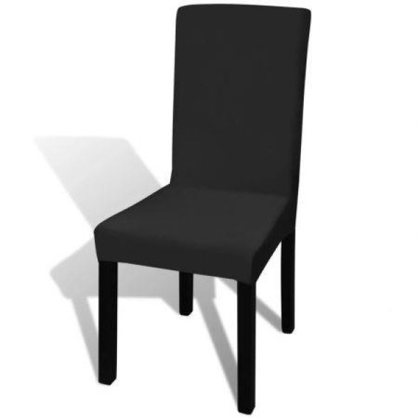 6 Pcs Black Straight Stretchable Chair Cover