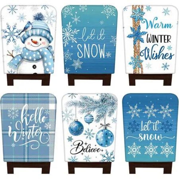 6 Pcs Christmas Chair Back Covers Xmas Chair Protector Washable Winter Dining Room Seat Covers for Home Hotel Kitchen Decorations