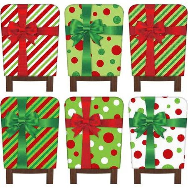 6 Pcs Christmas Chair Back Covers Xmas Chair Protector Washable Winter Dining Room Seat Covers for Home Hotel Kitchen Decorations