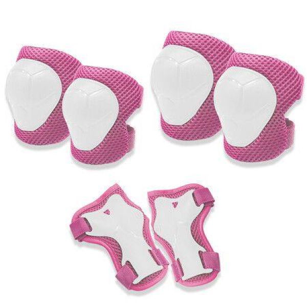 6 PCS Kids Protective Gear Set Knee Pads For Kids Toddler With Wrist Guards 3 In 1 For Skating Cycling Bike Rollerblading Scooter (Pink).