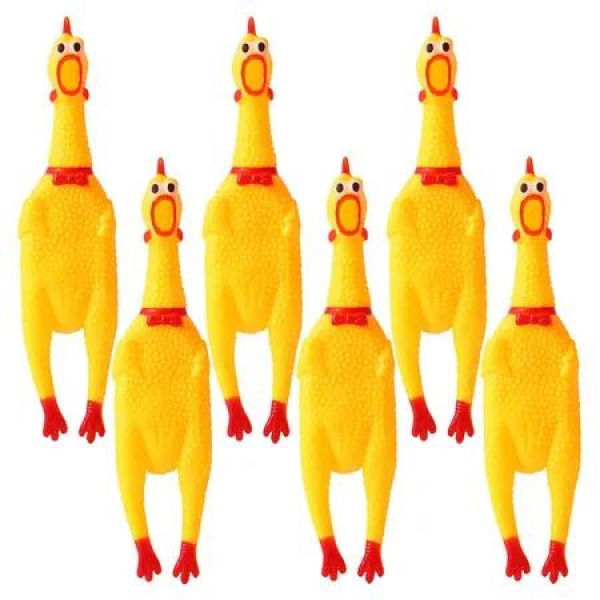 6 Pcs Large Screaming Chicken Dog Toys, Yellow Rubber Chicken 12 inch,Squeeze Squeaky and Screaming Chicken, Prank Novelty Toy for Boys Girls or Men Women