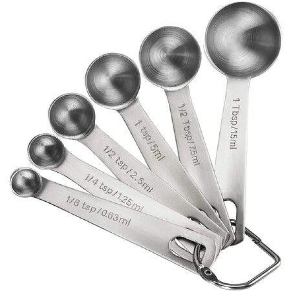6 PCS Measuring Spoons, Premium Heavy Duty 18/8 Stainless Steel Measuring Spoons Cups Set, Small Tablespoon with Metric and US Measurements