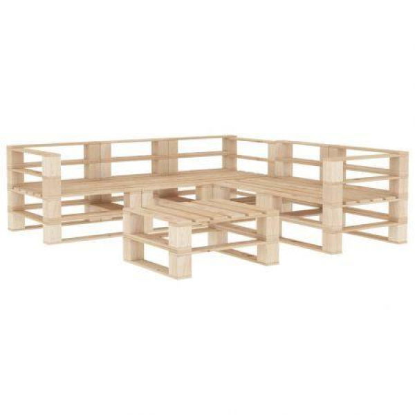 6 Piece Garden Lounge Set Pallets Wood