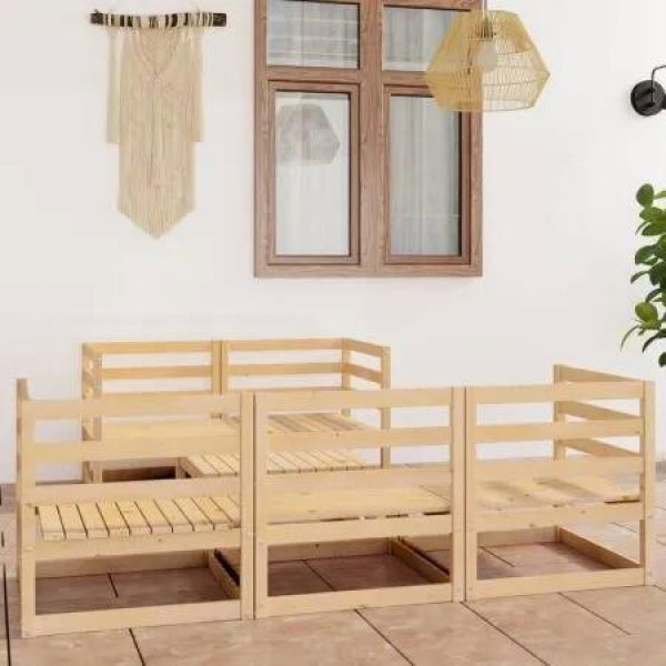 6 Piece Garden Lounge Set Solid Pinewood