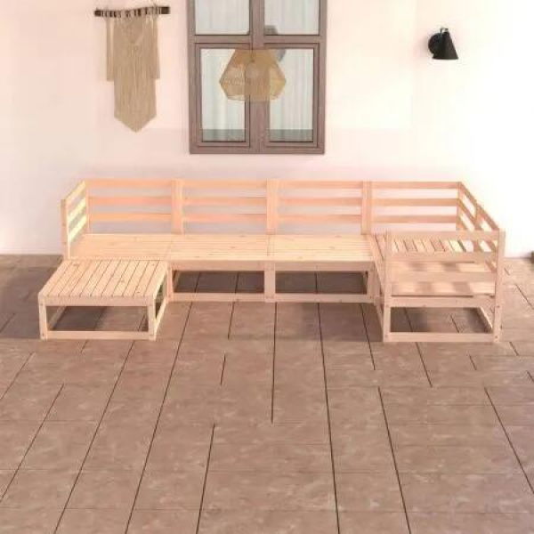 6 Piece Garden Lounge Set Solid Pinewood