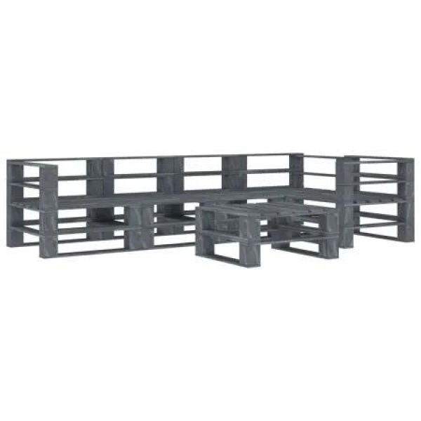 6 Piece Garden Pallet Lounge Set Wood Grey