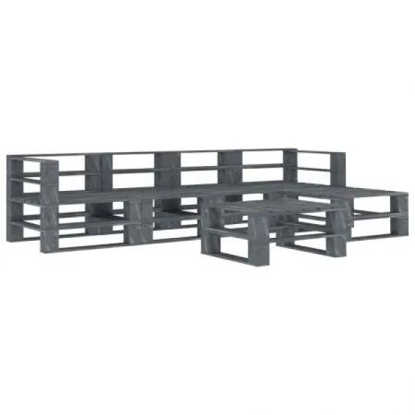 6 Piece Garden Pallet Lounge Set Wood Grey