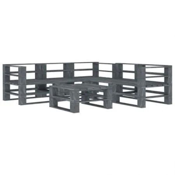 6 Piece Garden Pallet Lounge Set Wood Grey