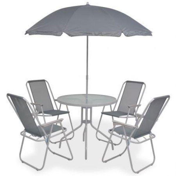 6 Piece Outdoor Dining Set Steel And Textilene Grey