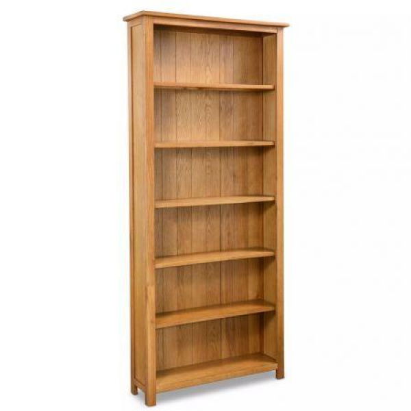 6-Tier Bookcase 80x225x180 Cm Solid Oak Wood