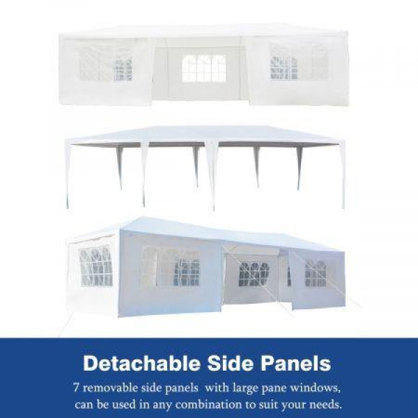 60-Guest 3x9m 90% UV/Rain Block Wedding Gazebo Tent Party Canopy Marquee With 7 Detachable Wall Windows.