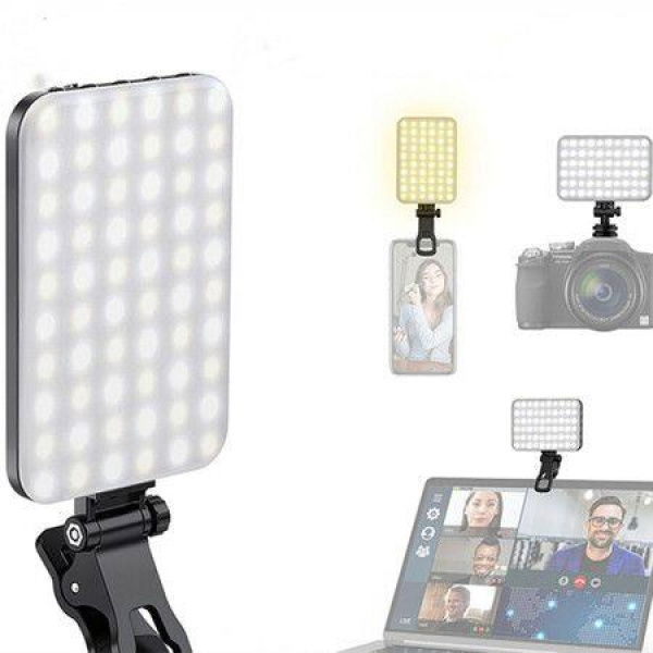 60 LED High Power Rechargeable Clip Fill Video Light With Adjusted 3 Light Modes For Phone Laptop Makeup Vlog