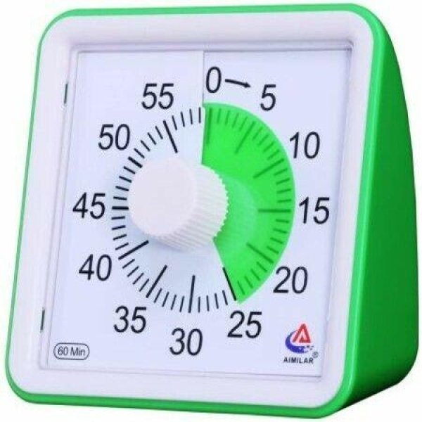 60-Minute Visual Timer Classroom Countdown Clock Silent Timer For Kids And Adults Time Management Tool For Teaching (Green)