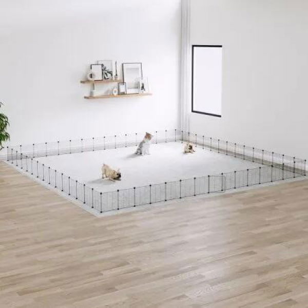 60-Panel Pet Cage with Door Black 35x35 cm Steel