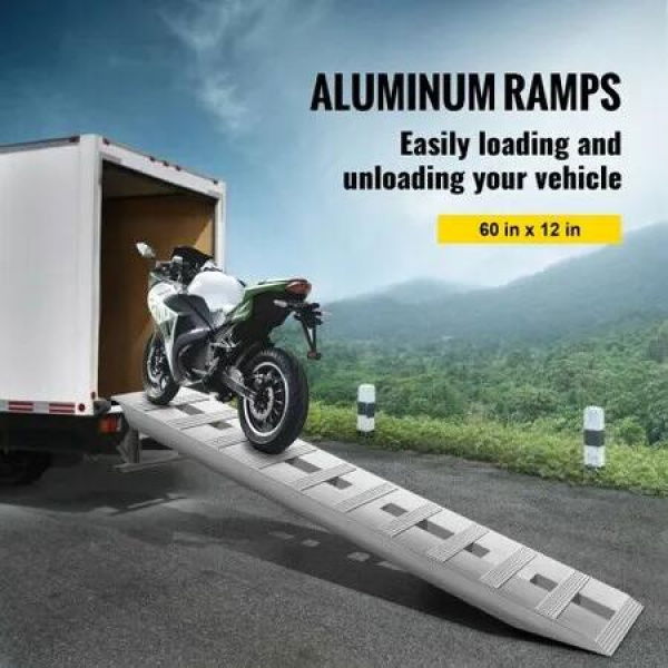 60' X 12' X 2.5'Aluminum Trailer Ramps 6000LBS Total Beavertail Hook End 1 Pair 2 Ramps