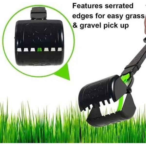 60CM Large Dog Pooper Scooper with Long Handle for Grass, Dirt, and Gravel (Green)