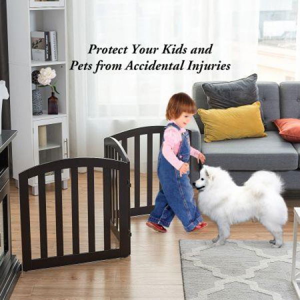 61 Cm 3 Panel Configurable Folding Wood Pet Dog Safety Fence