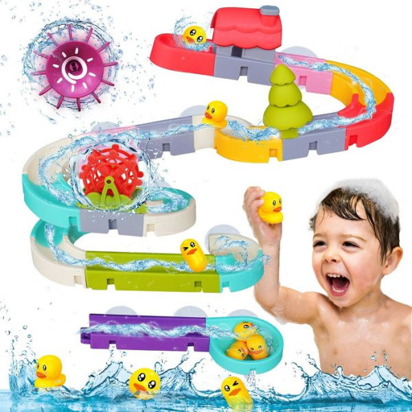 62 Pcs Slide Bath Fun Toys For 3+ Years Waterfall Shower Tracks Bathtub Toys Gift For Girls Boys.