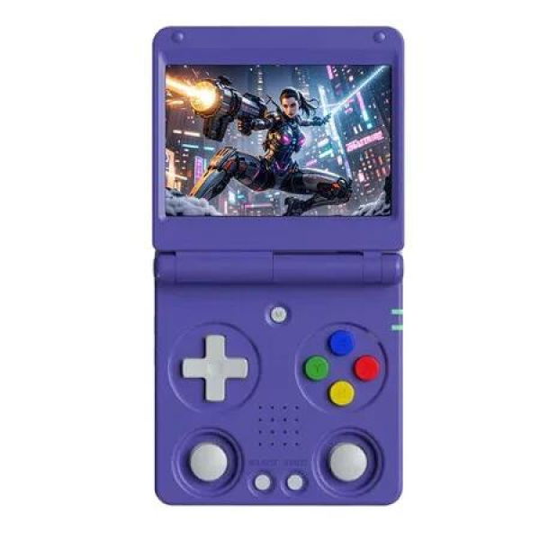 64G RG34XXSP 3.4 IPS Handheld Game Console Foldable Flip Cover Retro Handheld Game Console Christmas Birthday Gift for Kids Purple