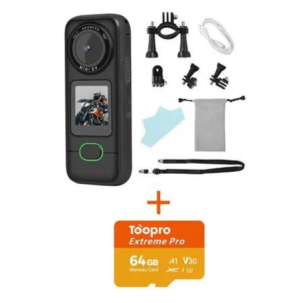 64G Waterproof Action Camera with 1/2.7 inch Sensor, 4K Video Streaming 20MP Photos Stabilization Video Camera, Webcam WiFi Camera Body Cam