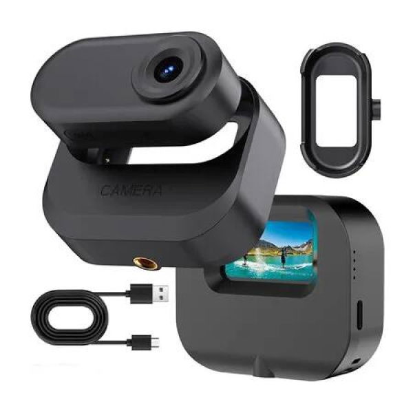 64GB Mini Body Camera with Charging Case, Portable Camcorder with Motion Detection, Photo Shooting, Video Recording for Traval, Sport, Black