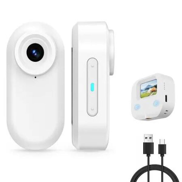 64GB Mini Body Camera with Charging Case, Portable Camcorder with Motion Detection, Photo Shooting, Video Recording for Traval, Sport, White