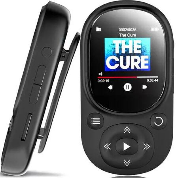 64GB MP3 Music Player with Bluetooth 5.2,HiFi Music MP3 Player with Sensitive Touch Button,1.5Inch Screen,Portable MP3 Player with Clip/Pedometer for Sports,Running,Earphone Included