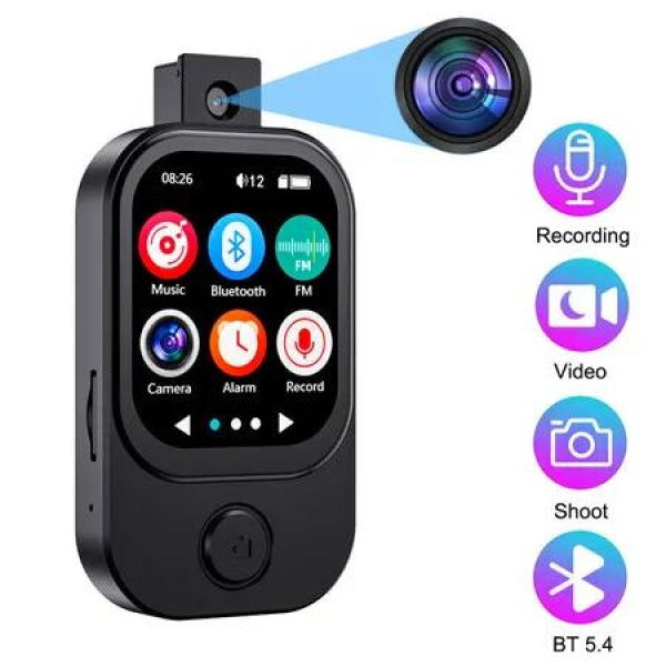 64GB MP3 Player with Bluetooth 5.4,Built in HD Speaker,Portable HiFi Music Player with Camera,Voice Recorder,FM Radio,Take Photo for Kids,Black