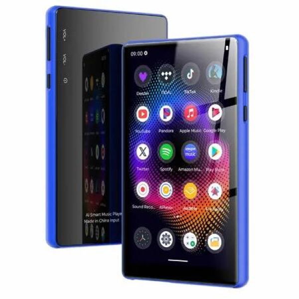 64GB MP3 Player with Bluetooth and WiFi,MP3 Player for Kids with Spotify,Play Store,Audible,5.0In Touch Screen Music Player,Blue