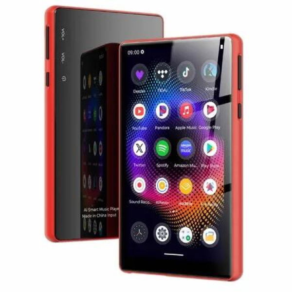 64GB MP3 Player with Bluetooth and WiFi,MP3 Player for Kids with Spotify,Play Store,Audible,5.0In Touch Screen Music Player,Red