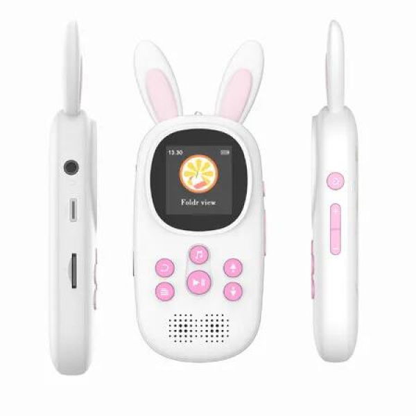 64GB Music MP3 Player for Kids, Cute Bunny Kids Music MP3 Player with Bluetooth, MP3 and MP4 Players with Speaker, Pink