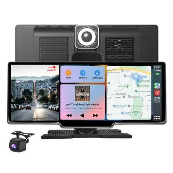 64GB Wireless Android Apple CarPlay with Large 10.26' screen, Built-in Dash Cam, GPS Navigation, Mirror Link, Backup Camera, Loop