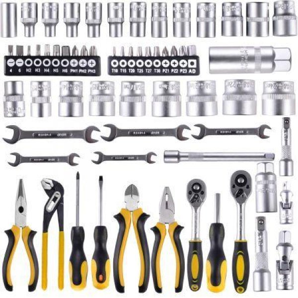 65-Piece Household Hand Tool Set Home Auto Repair Kit Premium Quality