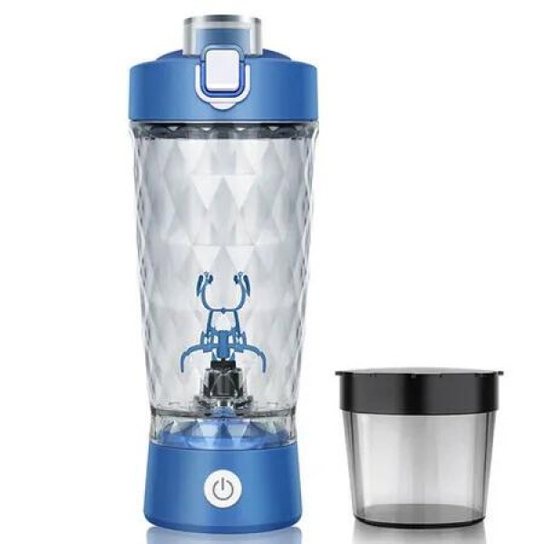 650ML Electric Protein Shaker Bottle, Protein Shakes Mixer, Portable Pre Workout Self Mixing Cup for Fitness, Gym & Travel Blue
