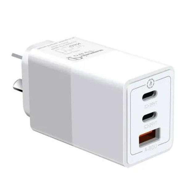 65W 3-Port Type C GaN Wall Charger Adapter for iPhone 14/13/13Pro,Samsung S23/S22,MacBook Pro/Air,iPad