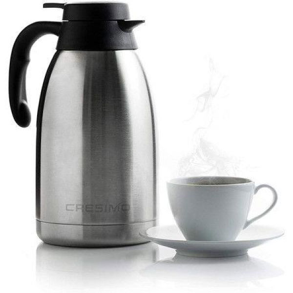 68 Oz Stainless Steel Thermal Coffee Carafe / Double-Walled Vacuum Flask / 12-Hour Heat Retention / 2-Liter Tea Water And Coffee Dispenser.