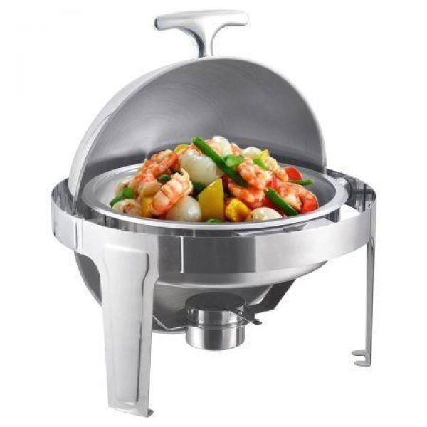 6L Stainless Steel Chafing Food Warmer Catering Dish Round Roll Top