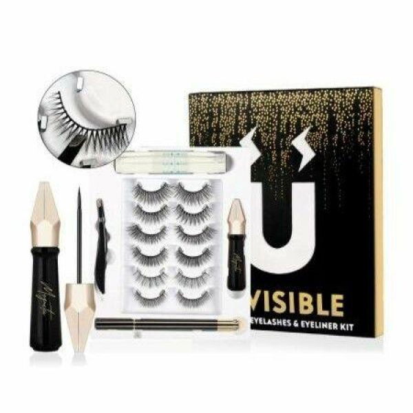 6 Pairs Glue-Free Invisible Magnetic Eyelashes & Eyeliner Kit Reusable.