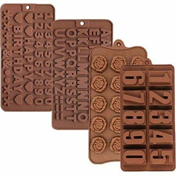 6PCS Alphabet And Number Molds Flower Shape ANIMALS INSECTS Silicone Molds Chocolate Candy Mold For WeddingFestival Birthday Party