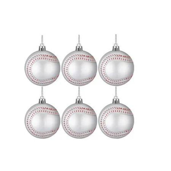 6PCS Baseball Christmas Ball, 6cm Sports Ornaments, for Collection Sports Theme Christmas Tree Decor, for Home Xmas Tree Party Decor, Baseball