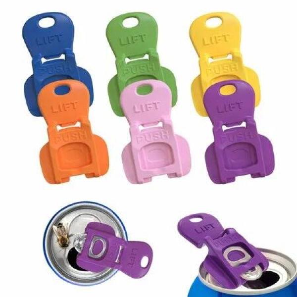 6PCS Colorful Can Tab Openers & Leak-Proof Drink Covers One-Hand Soda Can Opener and Reusable Protector Caps for Coke,Beer,Soda,and Aluminum Cans