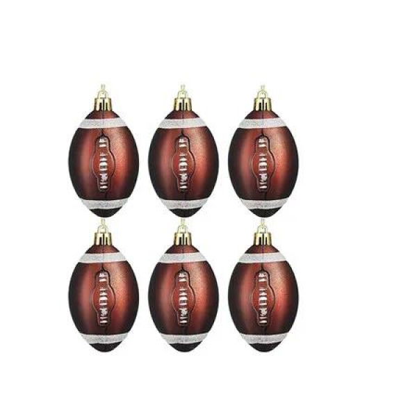 6PCS Football Christmas Ball, 6cm Sports Ornaments, for Collection Sports Theme Christmas Tree Decor, for Home Xmas Tree Party Decor, Football