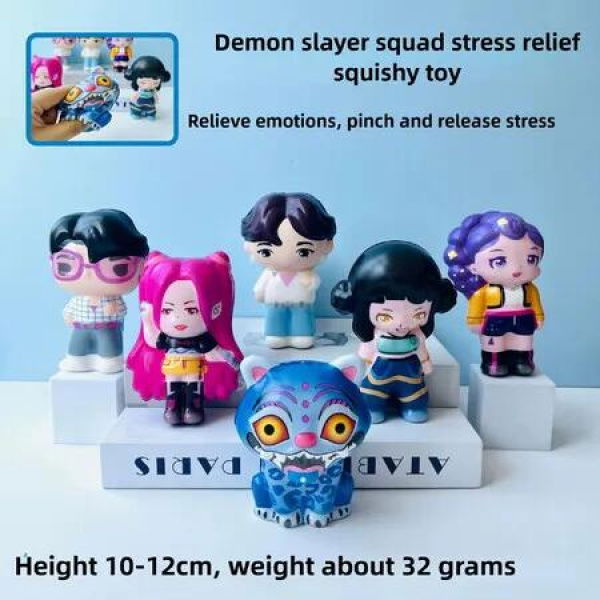 6pcs KPOP Demon Hunters Pinch Slow Rebound Figure Stress Relief Toys Healing Christmas Birthday Gift