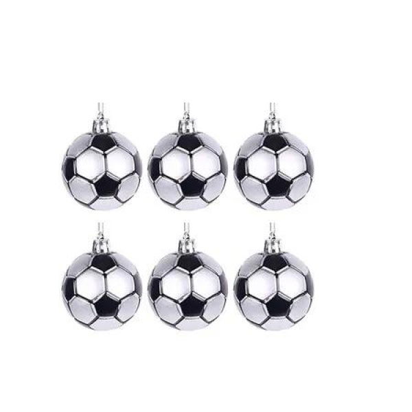 6PCS Soccer Christmas Ball, 6cm Sports Ornaments, for Collection Sports Theme Christmas Tree Decor, for Home Xmas Tree Party Decor, Soccer