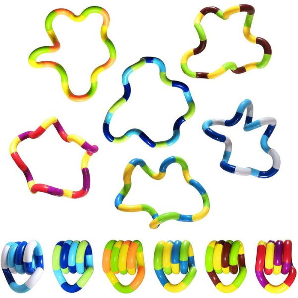 6 PCS Tangles Brain Imagine Tools Magic Fidget Toys Sensory Toys Combine Into New Shapes Stress Relief And Anti-Anxiety Sensory Fidget Toy Brain Imagine Sensory Toys (6 PCS)