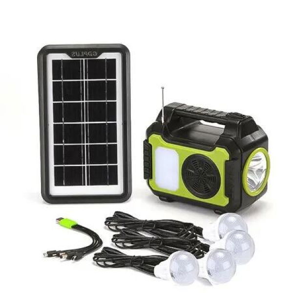 6V 3.5W Solar Power Station: 10K mAh Battery with Flashlights, Radio, and USB/DC Outlets for Outdoor and Emergency Use