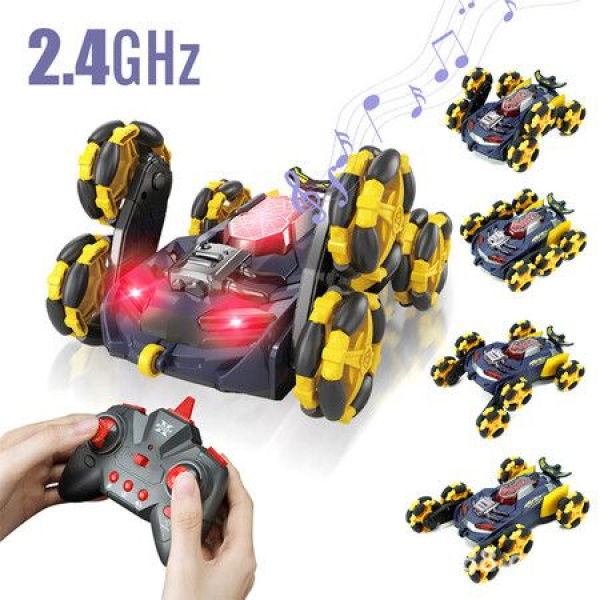 6WD 2.4GHz Remote Control Car Drift Stunt Race Toy With Spraying Light Rotating Vehicle Gifts For Kids.