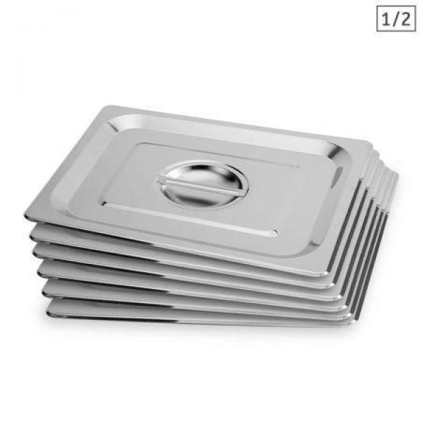 6X Gastronorm GN Pan Lid Full Size 1/2 Stainless Steel Tray Top Cover.