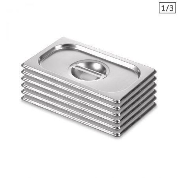 6X Gastronorm GN Pan Lid Full Size 1/3 Stainless Steel Tray Top Cover.